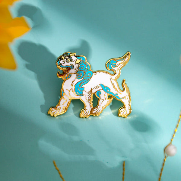 Dunhuang Academy Lions Come To Run Metal Brooches