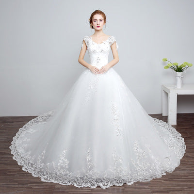Korean fashion Princess trailing wedding dress new lace strap Brid Wedding dress