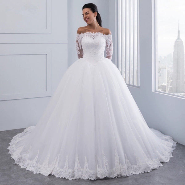 Bridal Wedding Lace Large Tail Dress
