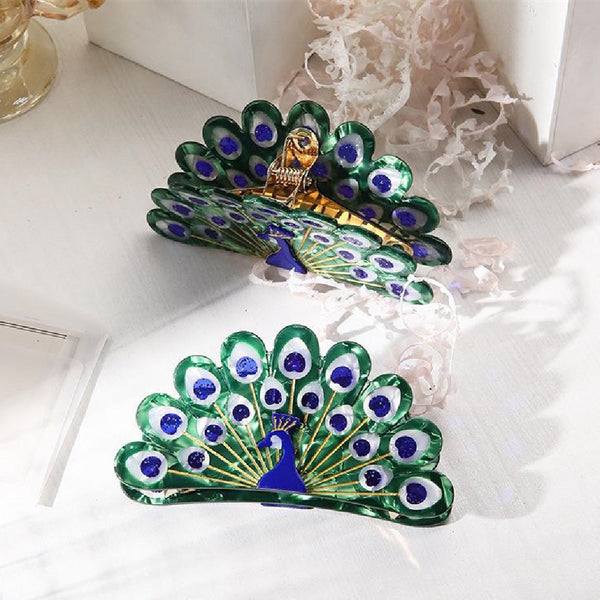 Peacock Grip Large Ponytail Shark Clip Hair Accessories
